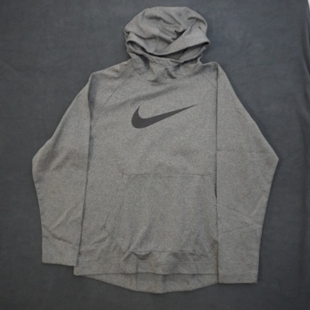 Nike Dri-FIT Mens XL Gray Heathered Training Hoodie Swoosh Pullover Sweatshirt